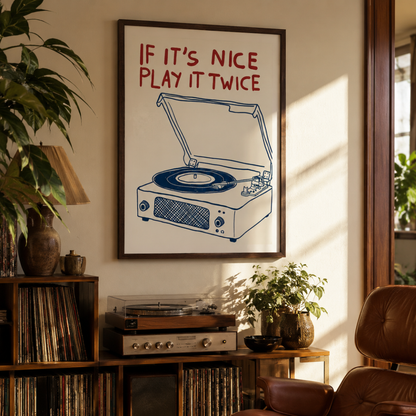 If It’s Nice Play It Twice Record Player Canvas Print