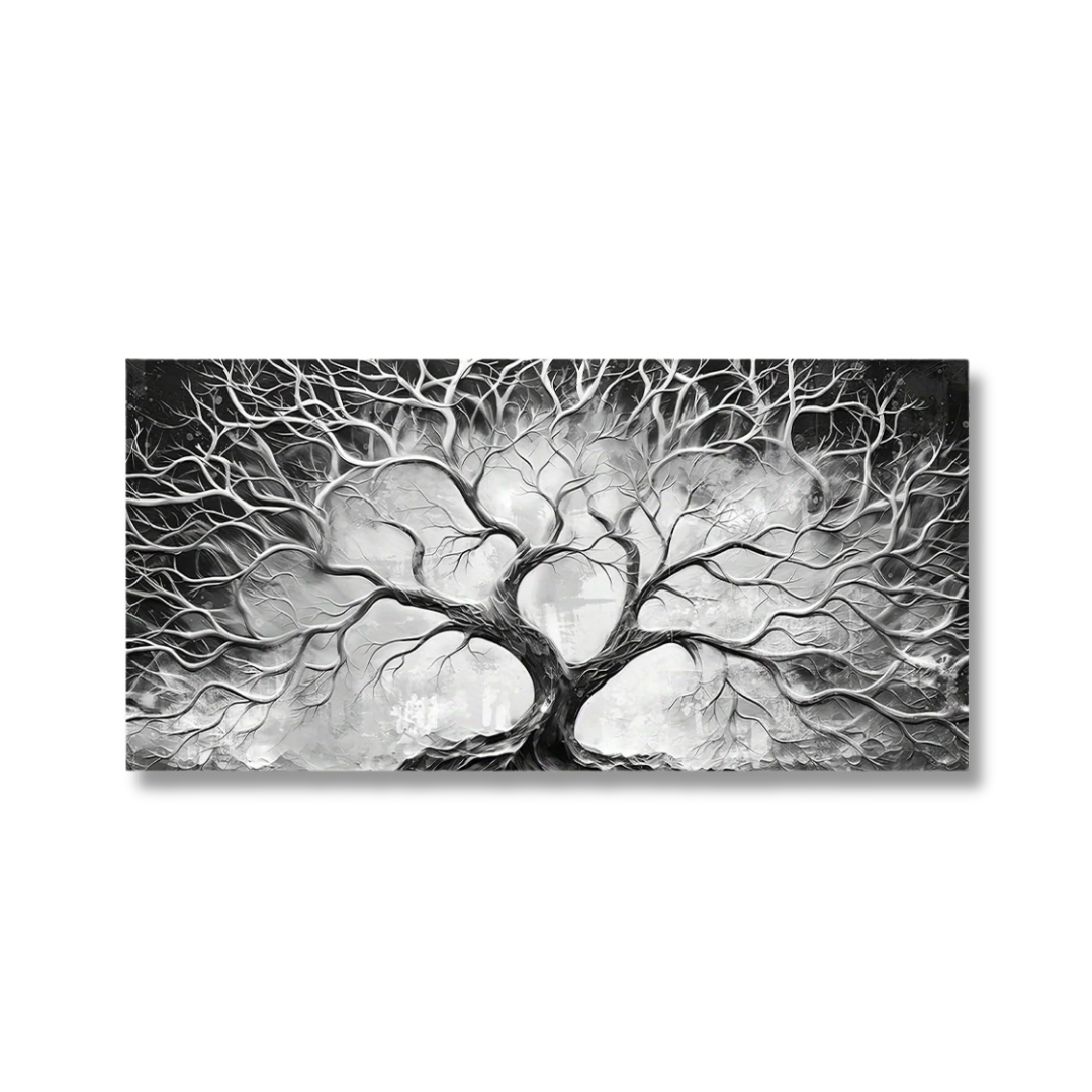 Silver Veins Tree of Life Panoramic Canvas Print