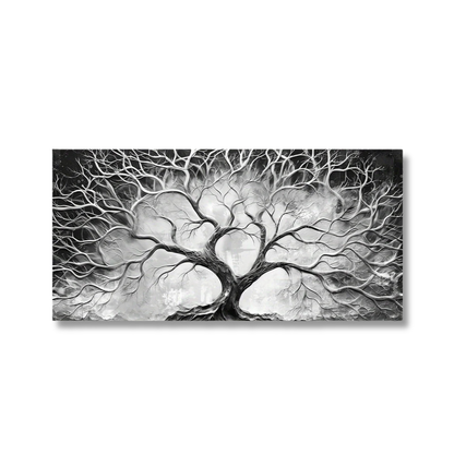 Silver Veins Tree of Life Panoramic Canvas Print