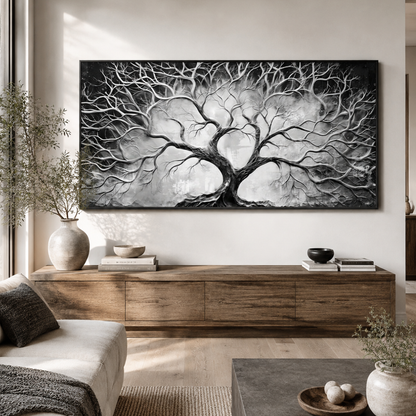 Silver Veins Tree of Life Panoramic Canvas Print