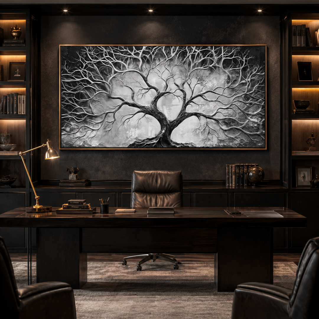 Silver Veins Tree of Life Panoramic Canvas Print