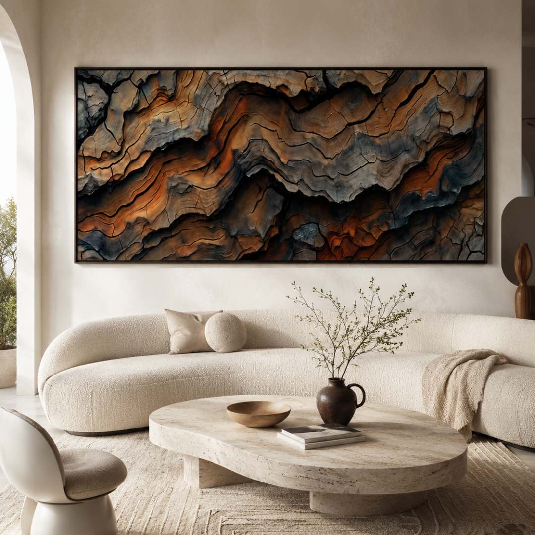 Burnt Earth Layers Abstract Panoramic Canvas Print