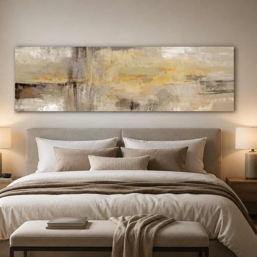 Golden Haze Panoramic Abstract Canvas Print