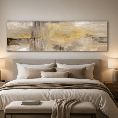 Golden Haze Panoramic Abstract Canvas Print