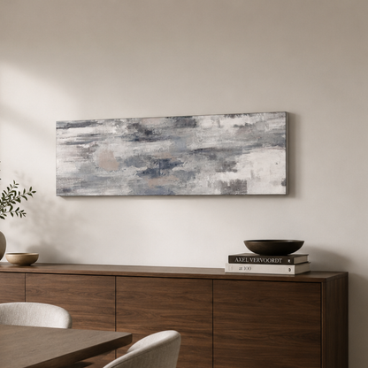 Silver Mist Panoramic Abstract Canvas Print