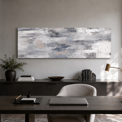 Silver Mist Panoramic Abstract Canvas Print