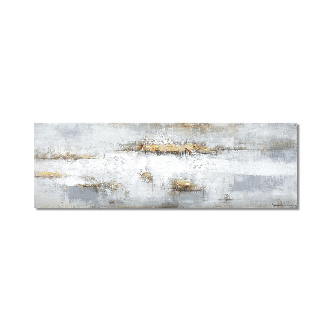 Quiet Gold Horizon Panoramic Abstract Canvas Print