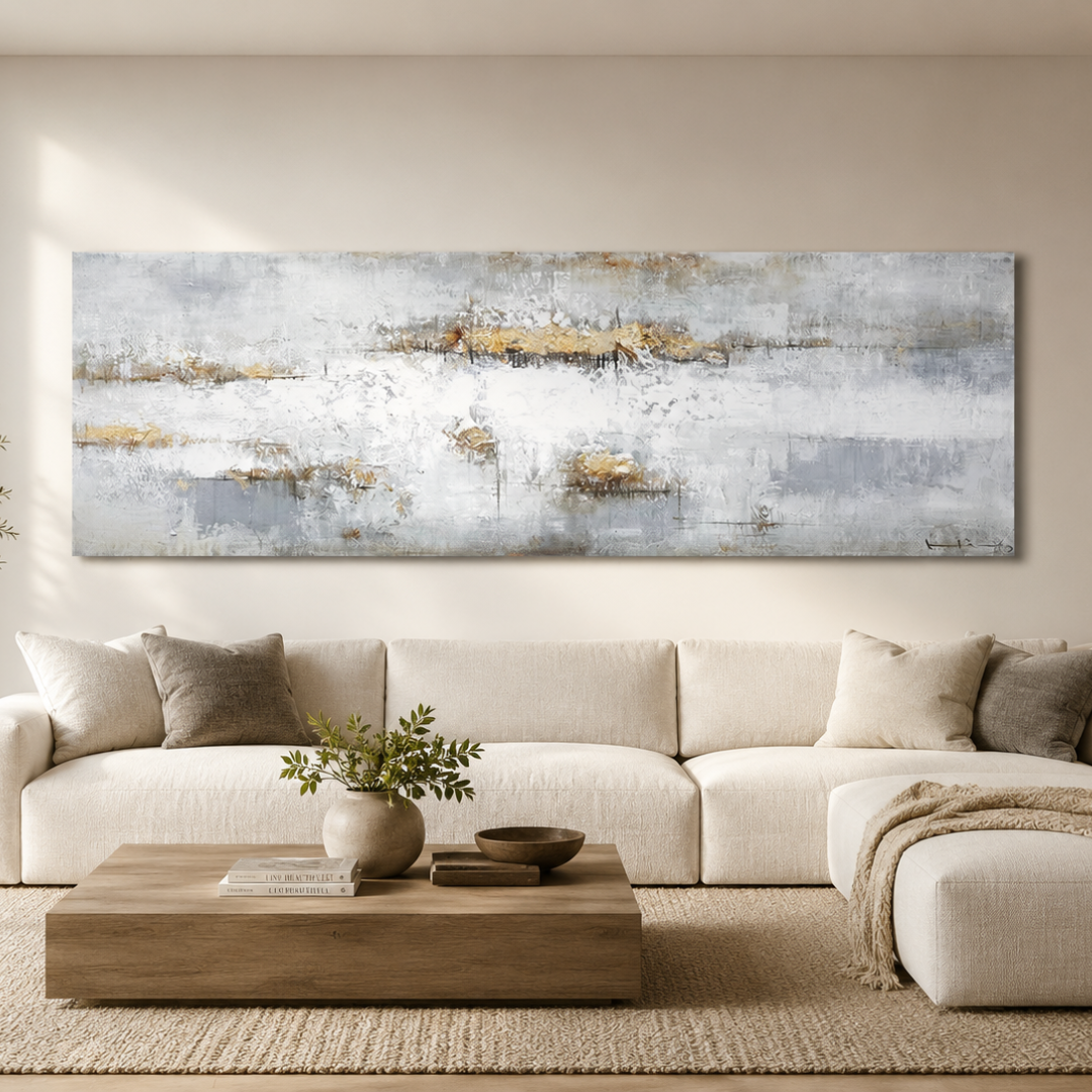 Quiet Gold Horizon Panoramic Abstract Canvas Print