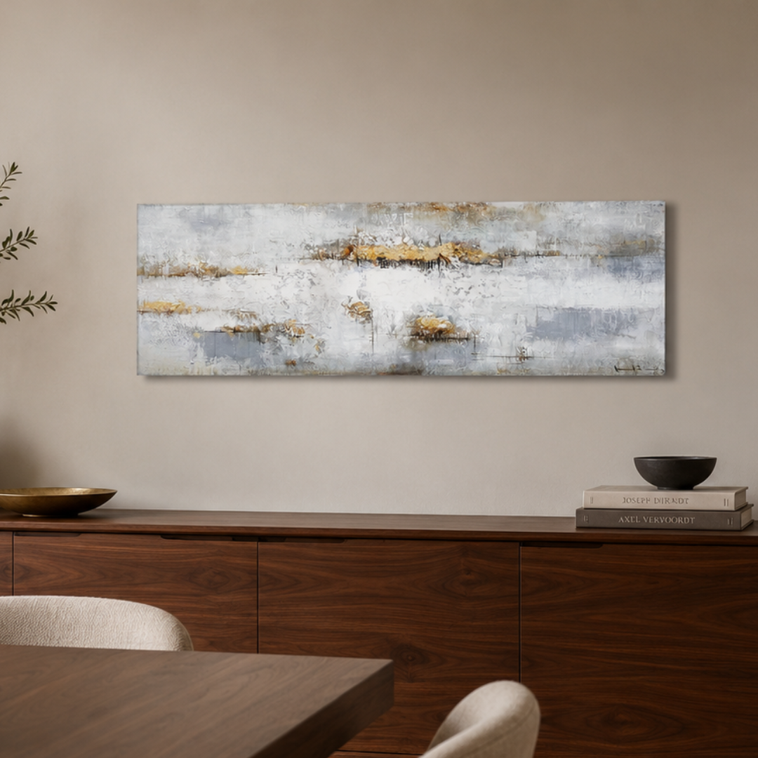Quiet Gold Horizon Panoramic Abstract Canvas Print