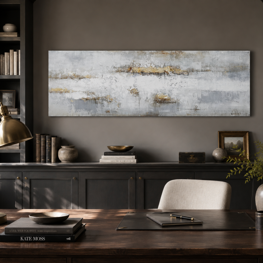 Quiet Gold Horizon Panoramic Abstract Canvas Print