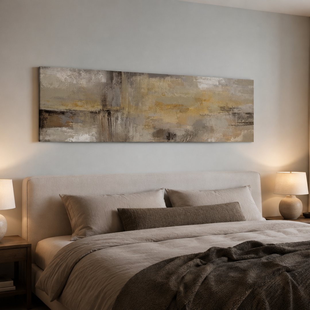 Golden Haze Panoramic Abstract Canvas Print