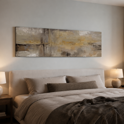 Golden Haze Panoramic Abstract Canvas Print