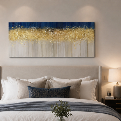 Midnight Gold Horizon Abstract Panoramic Canvas Print