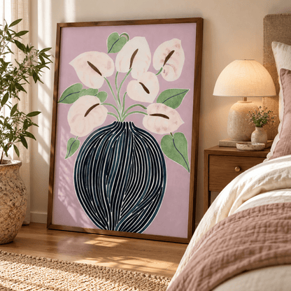 Blush Anthurium Vase Canvas Print