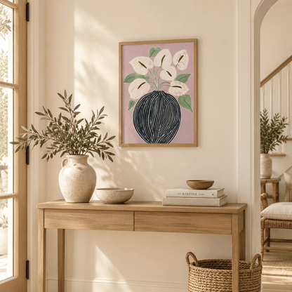 Blush Anthurium Vase Canvas Print
