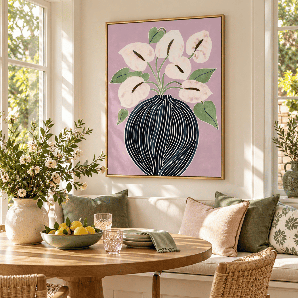 Blush Anthurium Vase Canvas Print