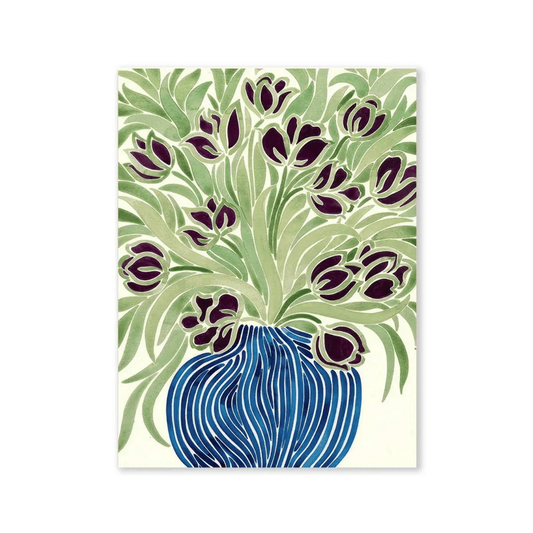 Indigo Tulip Vase Canvas Print