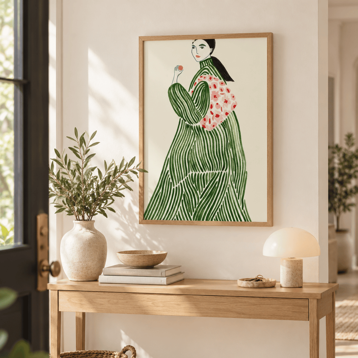 Emerald Stripe Couture Canvas Print