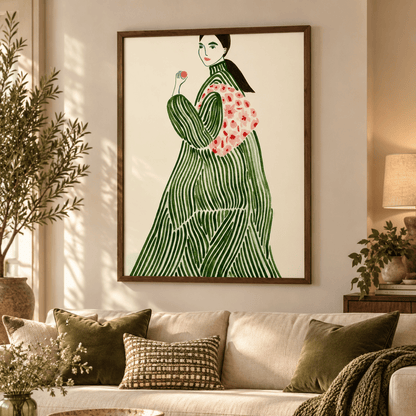 Emerald Stripe Couture Canvas Print