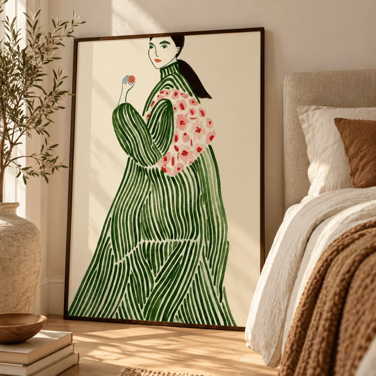 Emerald Stripe Couture Canvas Print