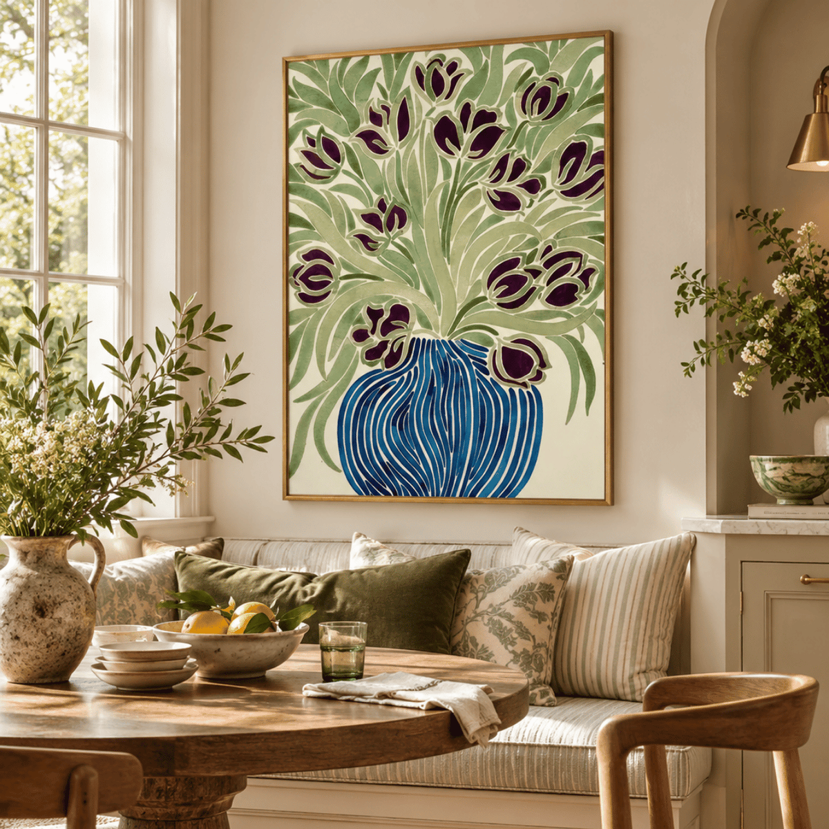Indigo Tulip Vase Canvas Print
