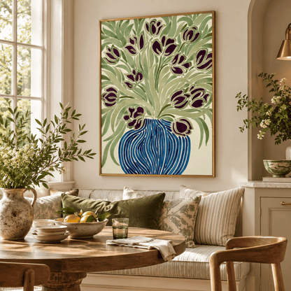 Indigo Tulip Vase Canvas Print