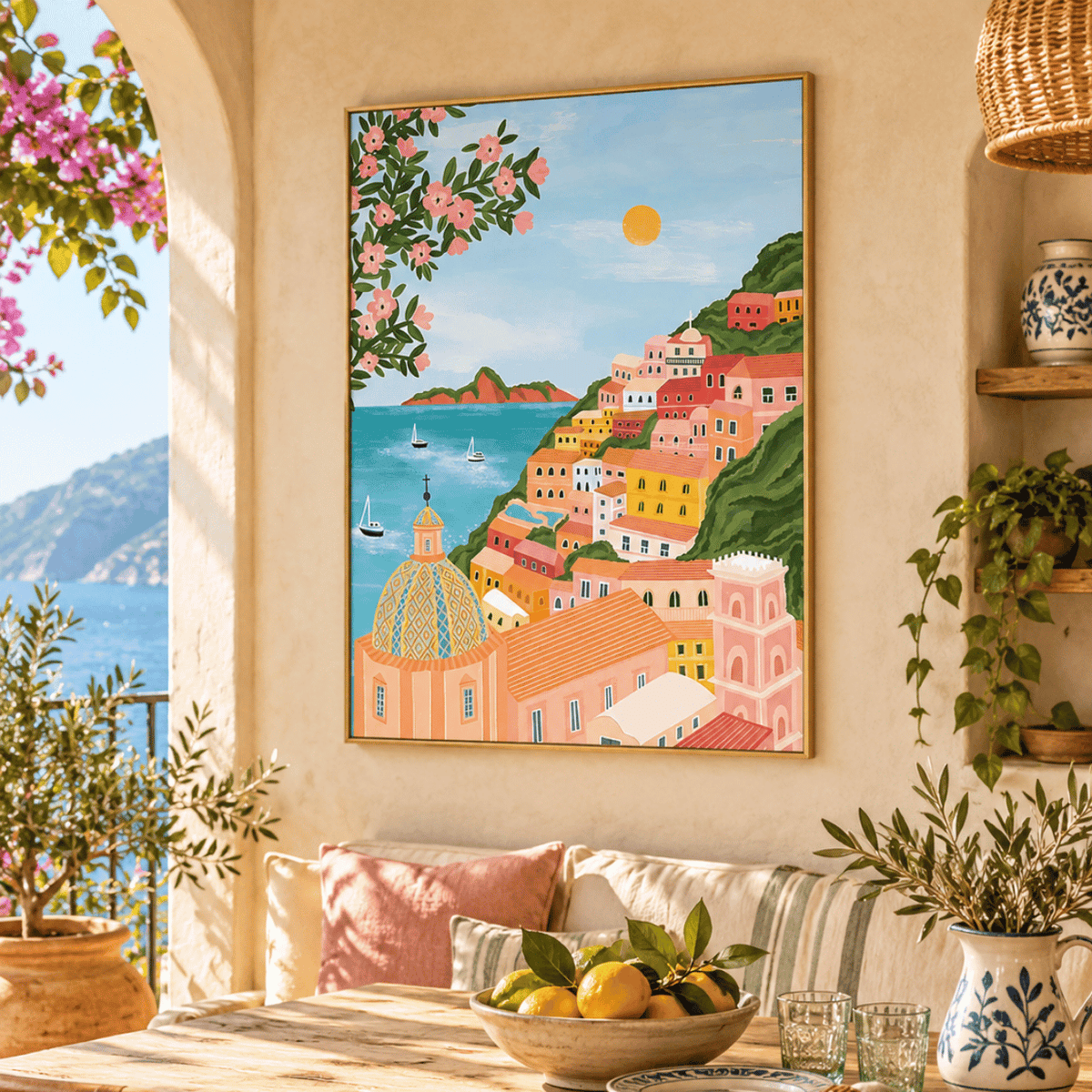 Positano In Bloom Canvas Print