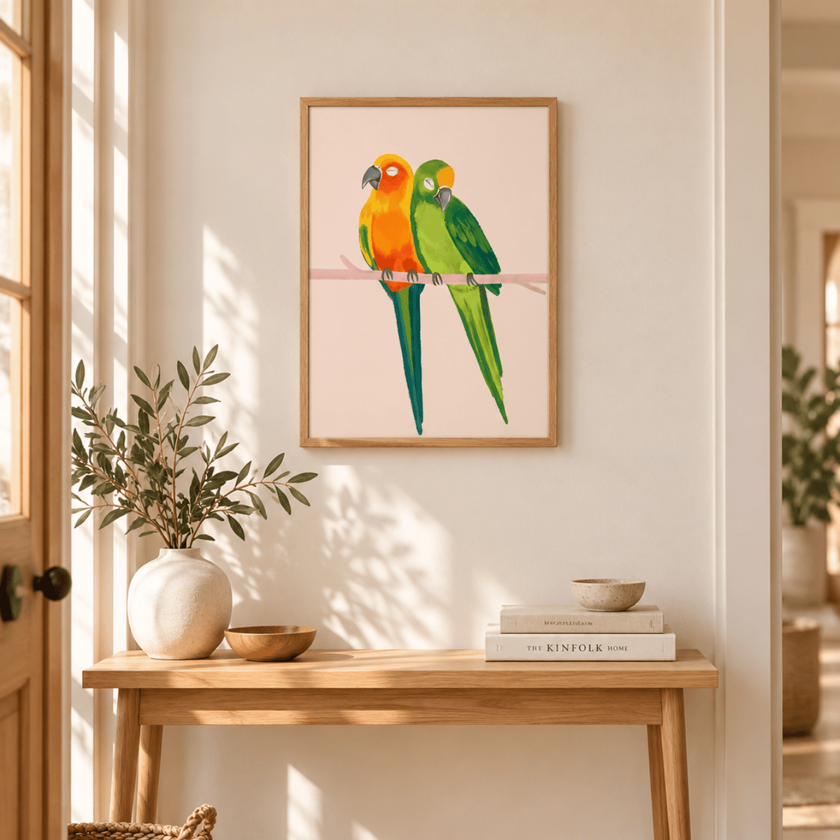 Sunlit Parrot Pair Canvas Print