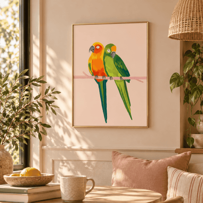 Sunlit Parrot Pair Canvas Print