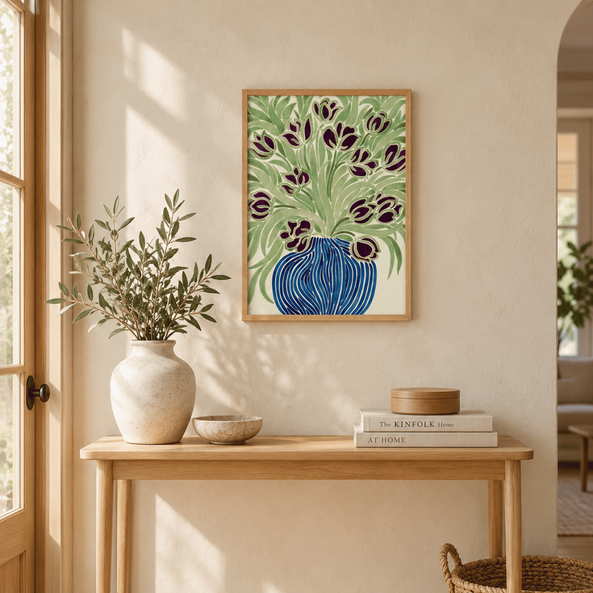 Indigo Tulip Vase Canvas Print