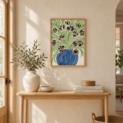 Indigo Tulip Vase Canvas Print