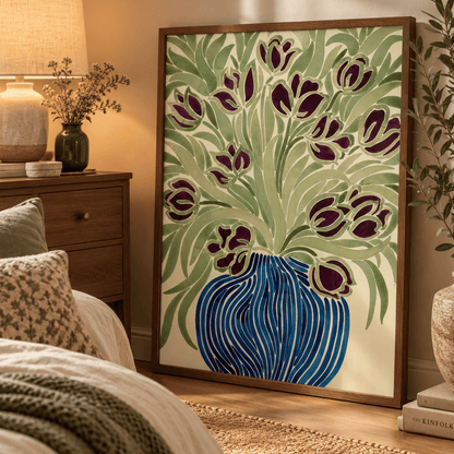 Indigo Tulip Vase Canvas Print