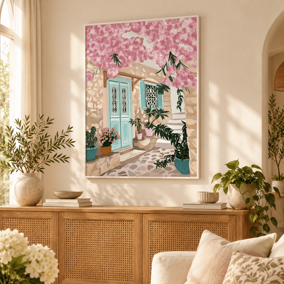 Mint Door In Bloom Canvas Print