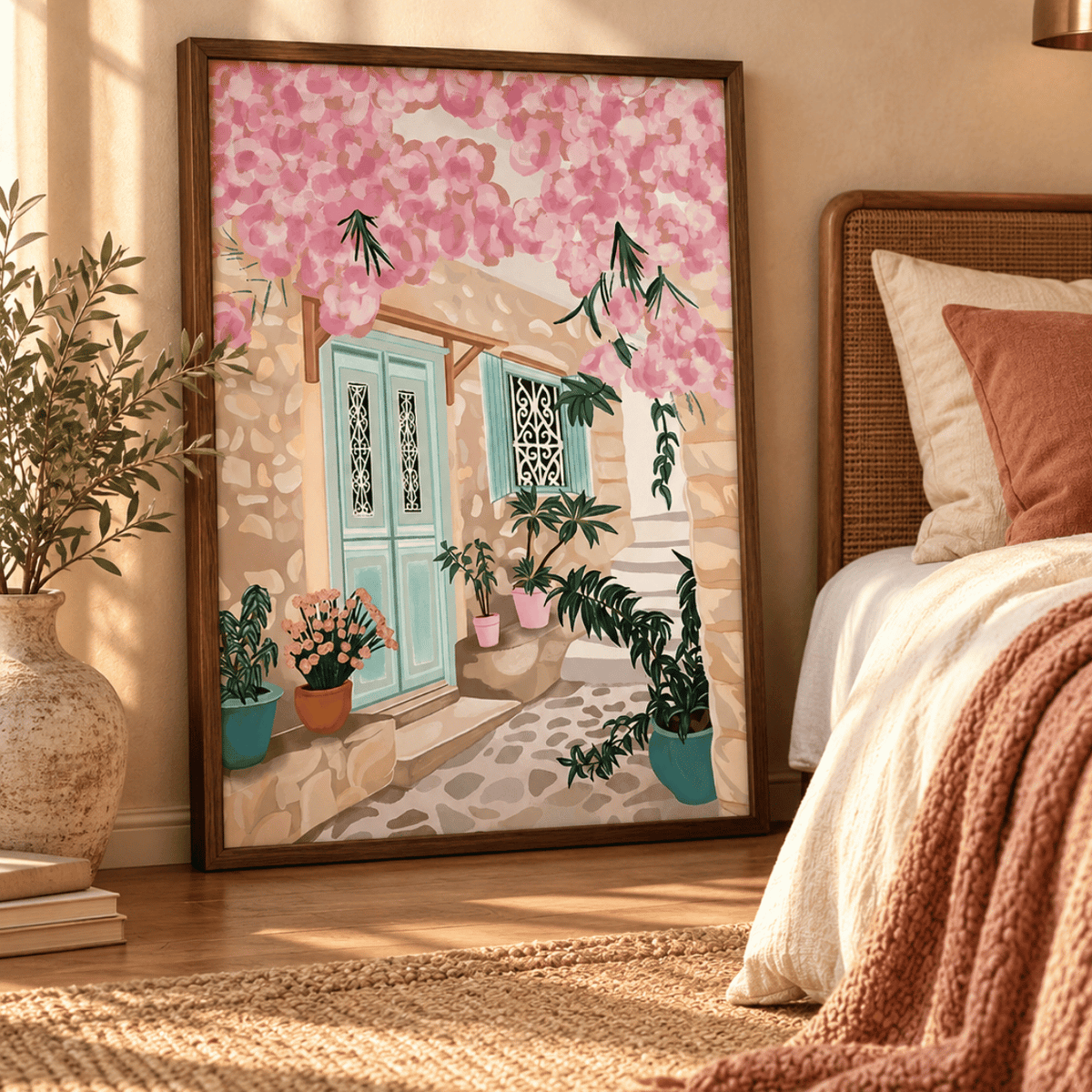 Mint Door In Bloom Canvas Print
