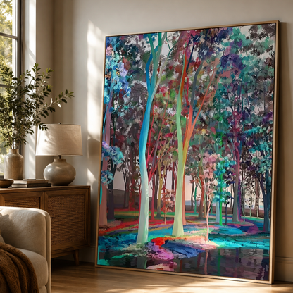 Chromatic Grove Abstract Forest Canvas Print