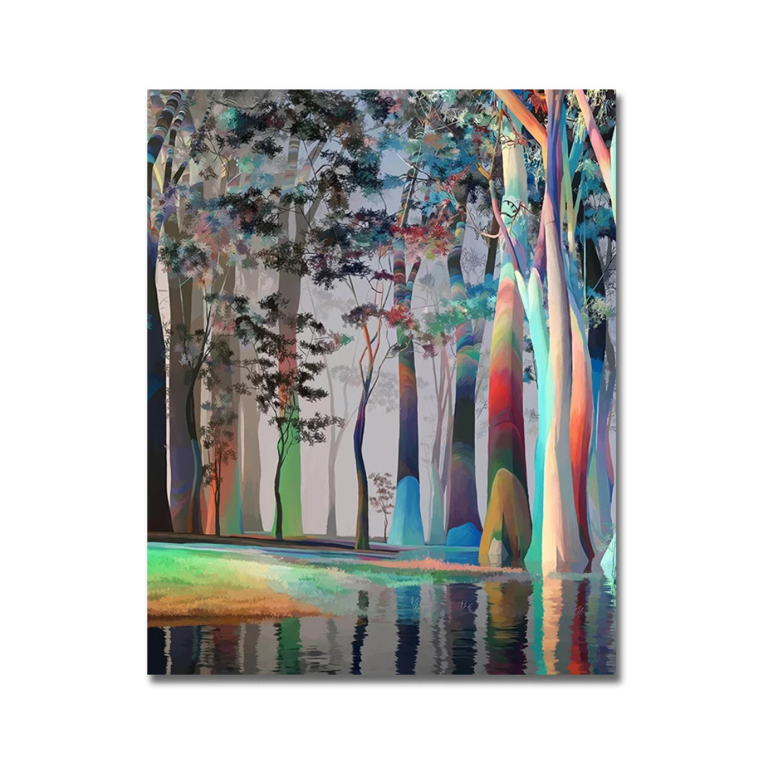 Prismatic Forest Reflection Canvas Print