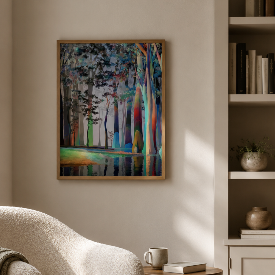 Prismatic Forest Reflection Canvas Print