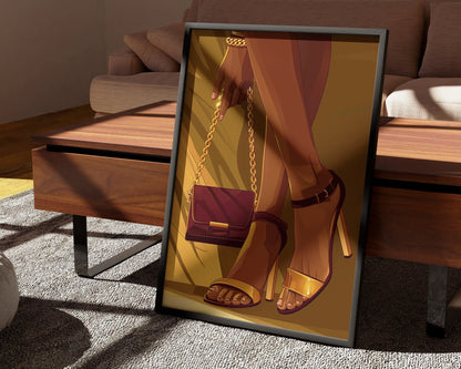 Three-piece canvas of an African woman holding a wine glass