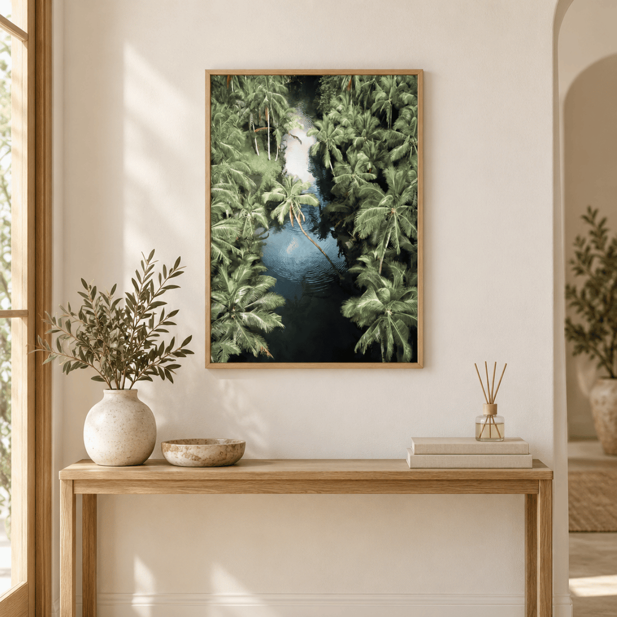 Emerald Lagoon Palms Canvas Print