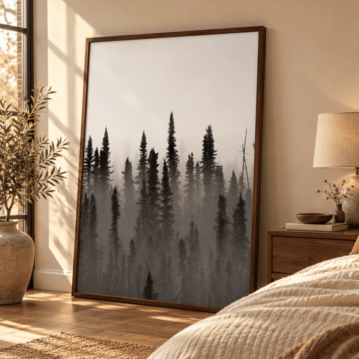 Fogbound Evergreen Forest Canvas Print