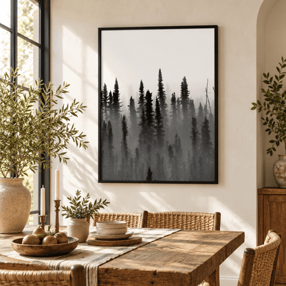 Fogbound Evergreen Forest Canvas Print