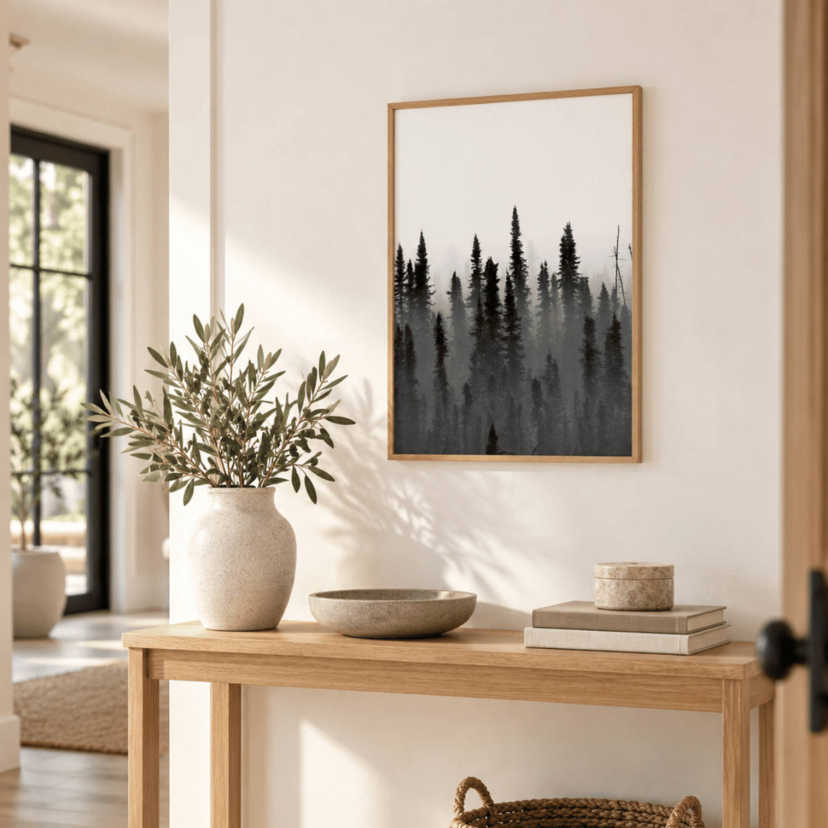 Fogbound Evergreen Forest Canvas Print