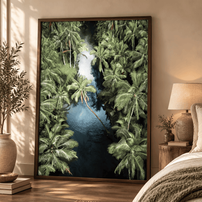 Emerald Lagoon Palms Canvas Print