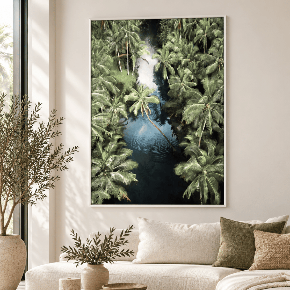 Emerald Lagoon Palms Canvas Print