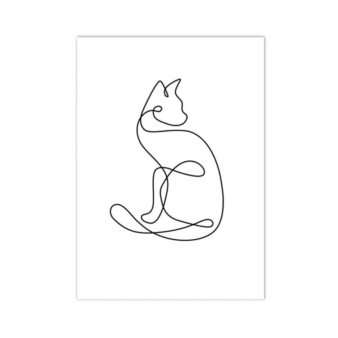 Sitting Cat Line Art Canvas Print