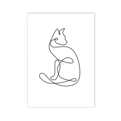 Sitting Cat Line Art Canvas Print