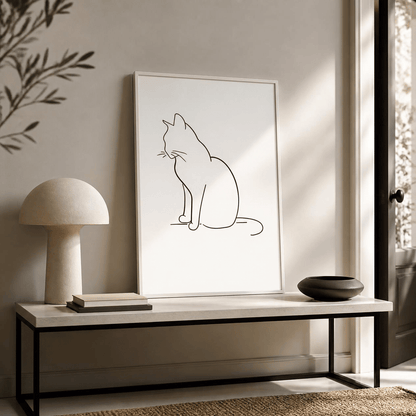 Quiet Profile Cat Line Art Canvas Print