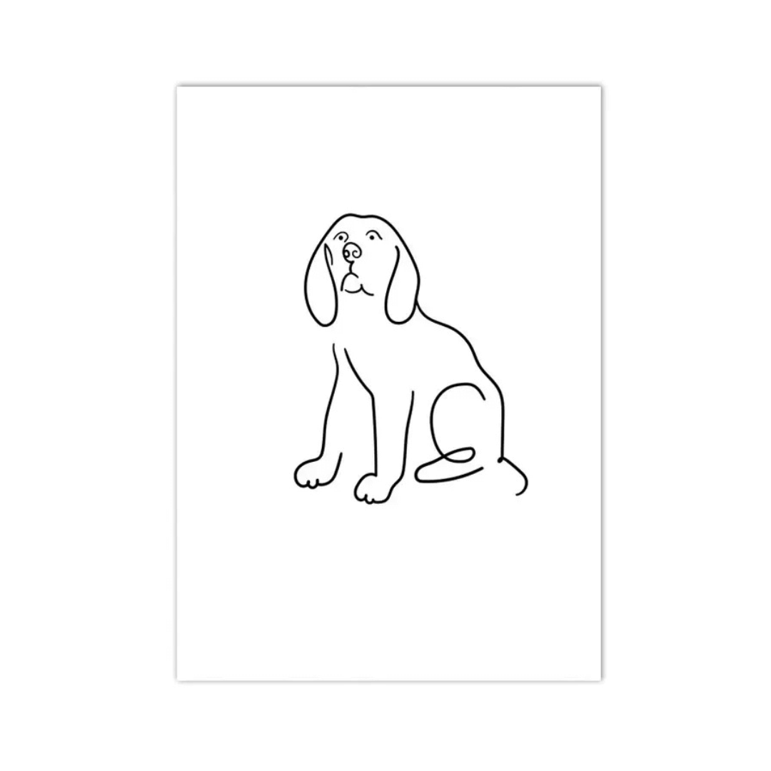 Patient Pup Line Art Canvas Print