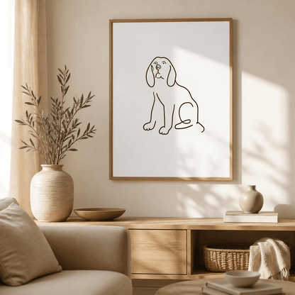Patient Pup Line Art Canvas Print