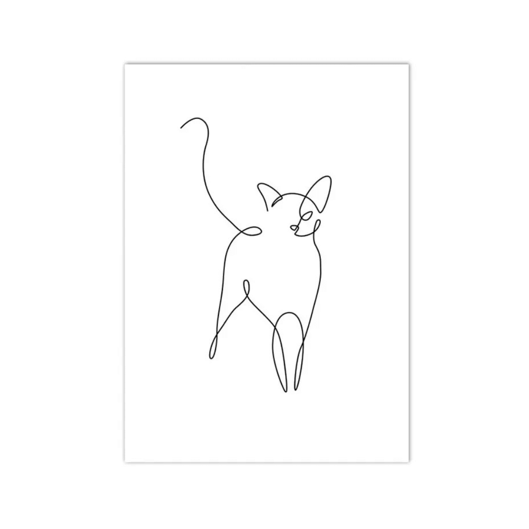 Curious Cat Line Art Canvas Print